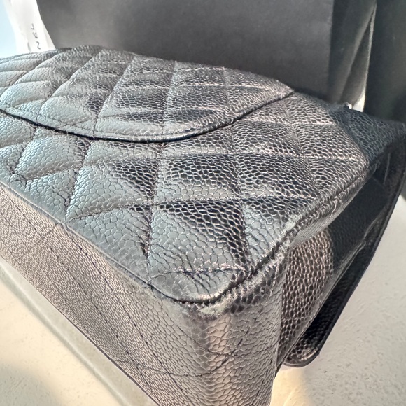 CHANEL - Classic Medium Flap, Caviar Black Leather, Silver Hardware, Full Set - Picture 14 of 16